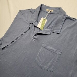 New Marine Layer Resort Polo Shirt Mens 2XL Blue Cotton Tencel Lightweight Golf